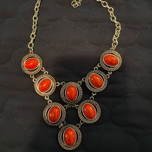 Red statement necklace